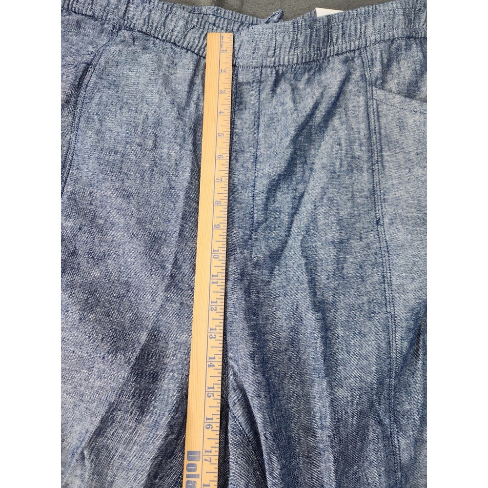 NWT Old Navy Womens Sz 4X Chambray Blue Linen Blend High Rise Crop Pants Pull On - Picture 5 of 15